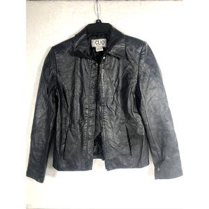 Clio Petites Black 100% Leather Jacket Coat Petite Size 4